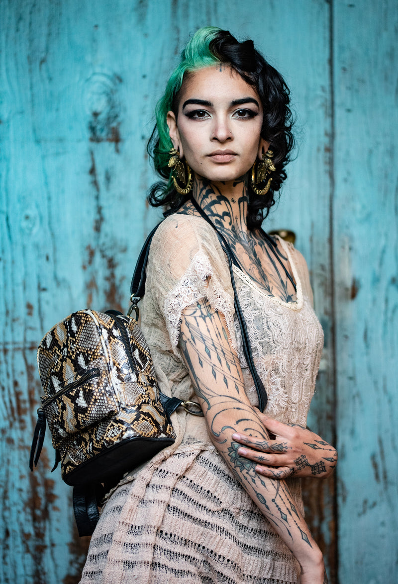 Mini snakeskin backpack sales