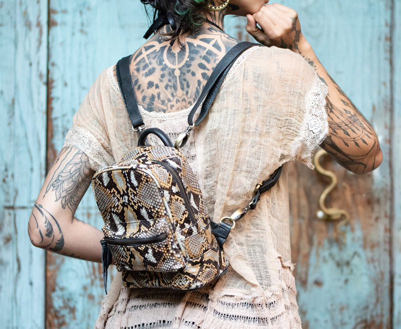 free people mini backpack snake print SNAKE SKIN MINI BACKPACK